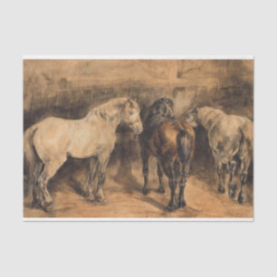 Three Horses in Their Stable Tissue Paper