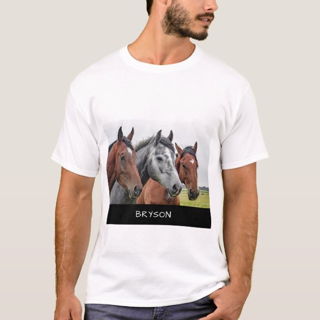 Three Horses Personalised T-Shirt (Front)