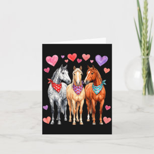 Three horses valentine's day hearts bandanna card