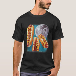Three Hot Dogs Glizzy Moon Howling Funny Meme T-Shirt