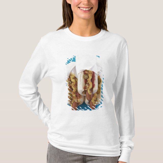 Three hot dogs in buns T-Shirt (Front)