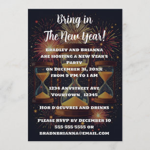 Three Hourglasses New Year's Eve Party Invitation