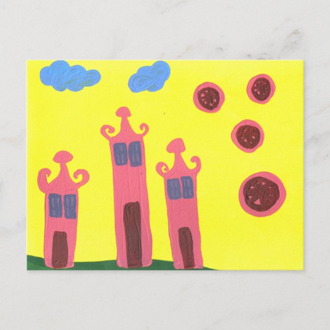 three houses saying ohhhh postcard (Front)