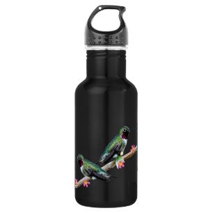 Three Hummingbirds perched on a branch of a Floss 532 Ml Water Bottle