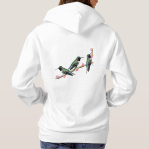 Three Hummingbirds perching on a branch Floss Silt Hoodie