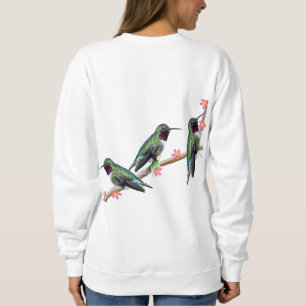Three Hummingbirds perching on a branch Floss Silt Sweatshirt