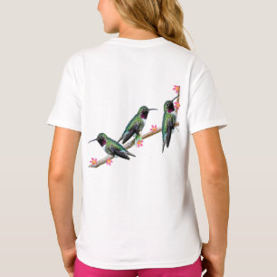 Three Hummingbirds perching on a branch Floss Silt T-Shirt