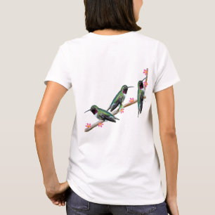 Three Hummingbirds perching on a branch Floss Silt T-Shirt