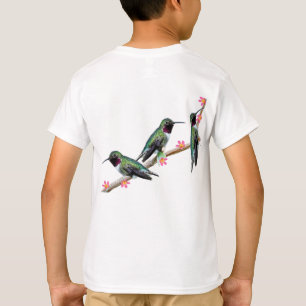 Three Hummingbirds perching on a branch Floss Silt T-Shirt