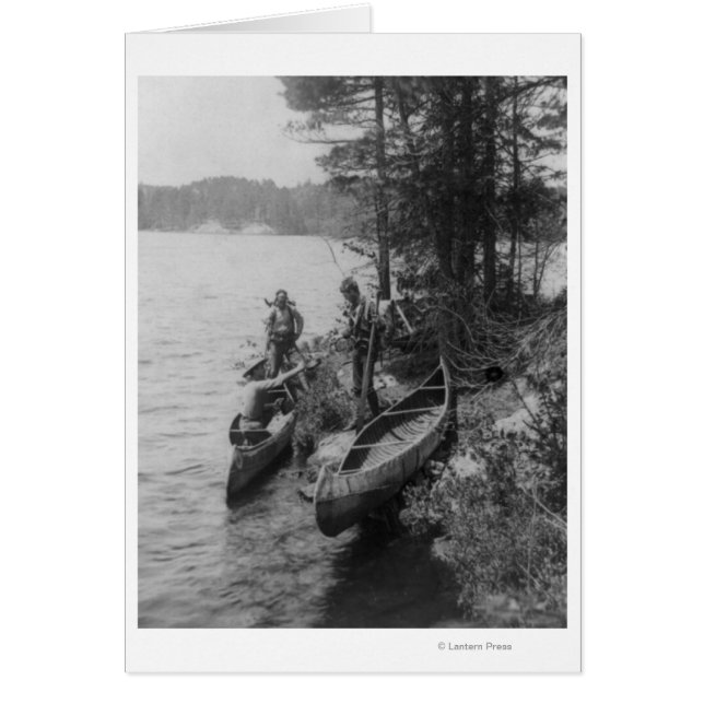 Three Hunters with Canoes at Shore (Front)