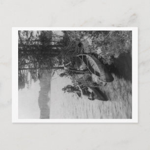 Three Hunters with Canoes at Shore Photograph Postcard
