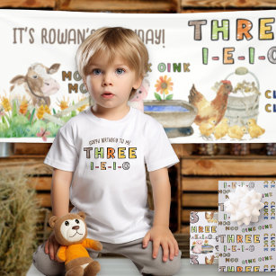 Three-i-e-i-o 3rd Birthday Farm Nursery Rhyme Toddler T-Shirt