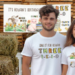 Three-i-e-i-o 3rd Birthday Farm Themed Parents T-Shirt<br><div class="desc">Three-i-e-i-o 3rd Birthday Party T-shirt for mum and dad. The parents themed t-shirts read "sing it for [name] Three-i-e-i-o" on one side and the farming animals on the other side - perfect to encourage your guests to make some noise! Inspired by the Old Macdonald nursery rhyme in the land of...</div>