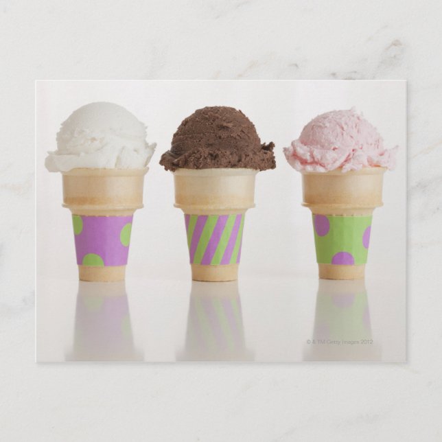 Three ice cream cones postcard (Front)