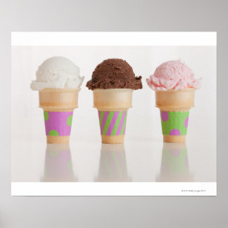 Three ice cream cones poster