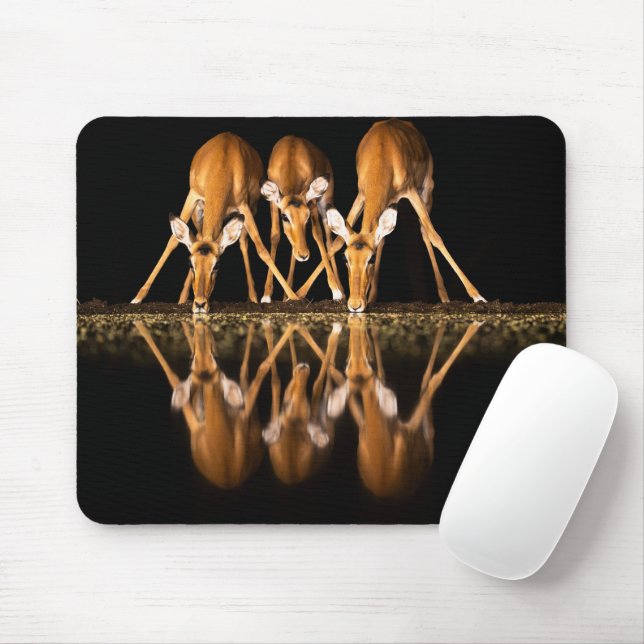 Three Impala Drink Together at Night Mouse Pad (With Mouse)