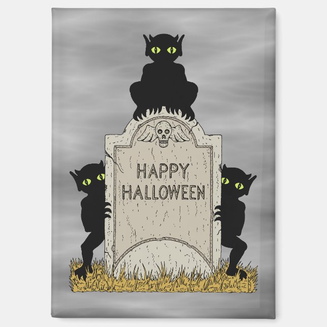 Three Imps Happy Halloween Magnet (Front)