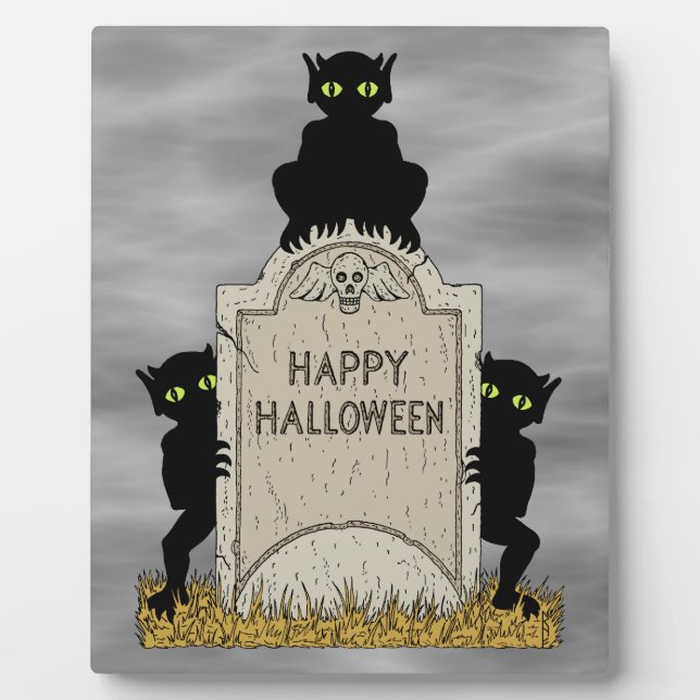Three Imps Happy Halloween Plaque (Front)