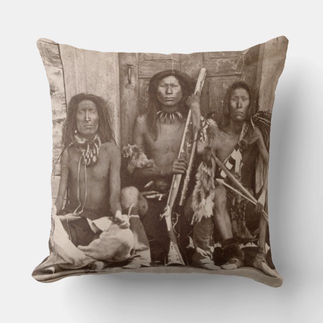 Three Indian Braves, photographed by the Royal Eng Cushion (Front)