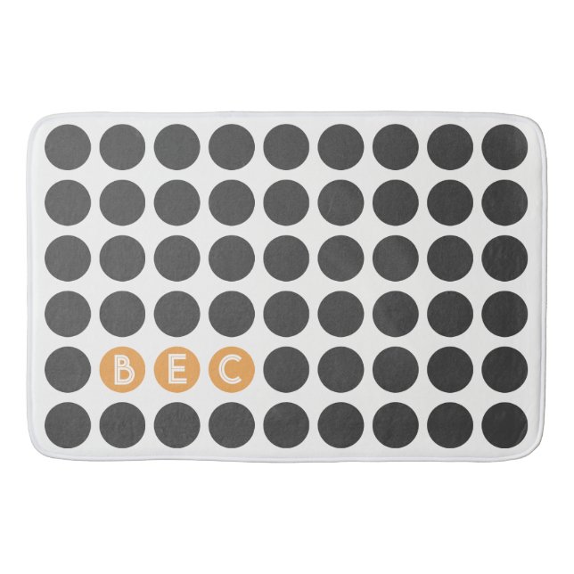 Three Initial Dotted Bath Mat (Front)