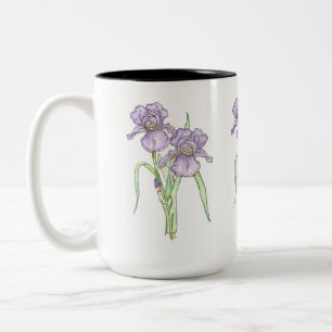 Three Iris Floral Two-Tone Coffee Mug