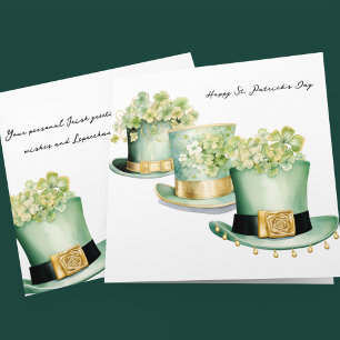 Three Irish St Patrick's Day Leprechaun Hats Card