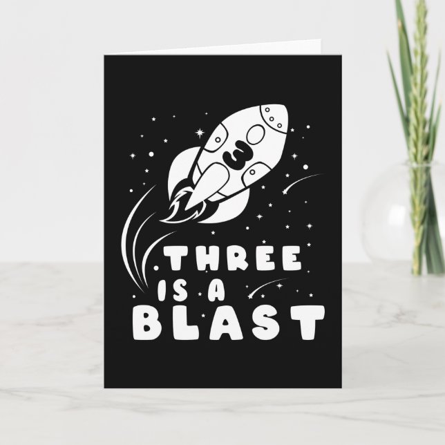 THREE IS A BLAST 3rd Birthday Boy 3 Year Old Card (Front)