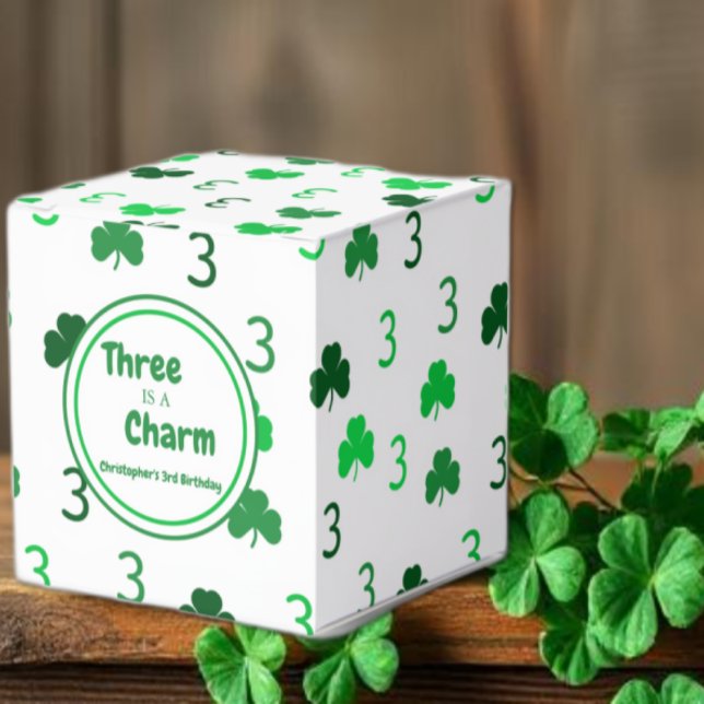 Three Is A Charm St Patrick's Day 3rd Birthday Favour Box (Creator Uploaded)