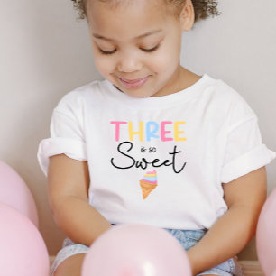 Three Is So Sweet Ice Cream Summer 3rd Birthday Toddler T-Shirt