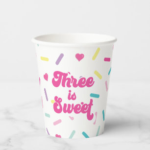 Three is Sweet Sprinkles 3rd Birthday Paper Cups
