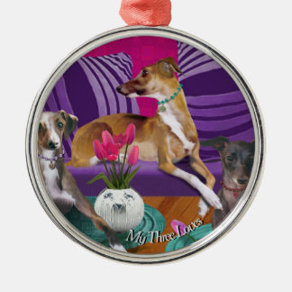 Three Italian Greyhounds Portrait Art Ornament