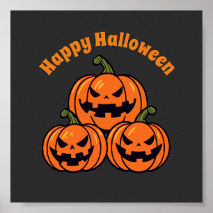 Three jack o'lantern pumpkins poster