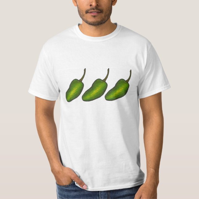 Three Jalapenos Spicy Green Jalapeño Pepper Foodie T-Shirt (Front)