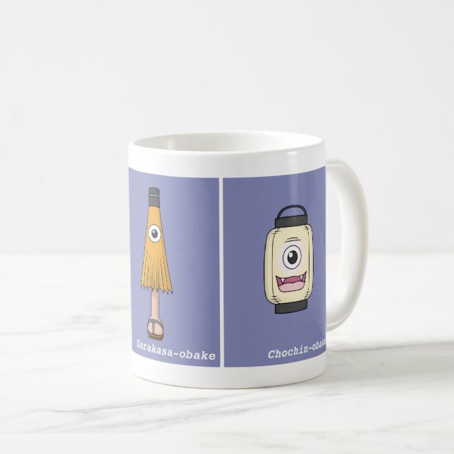 Three Japanese Tsukumogami Yokai Coffee Mug (Front Right)