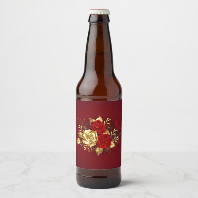 Three Jewellery Roses Beer Bottle Label (Front)