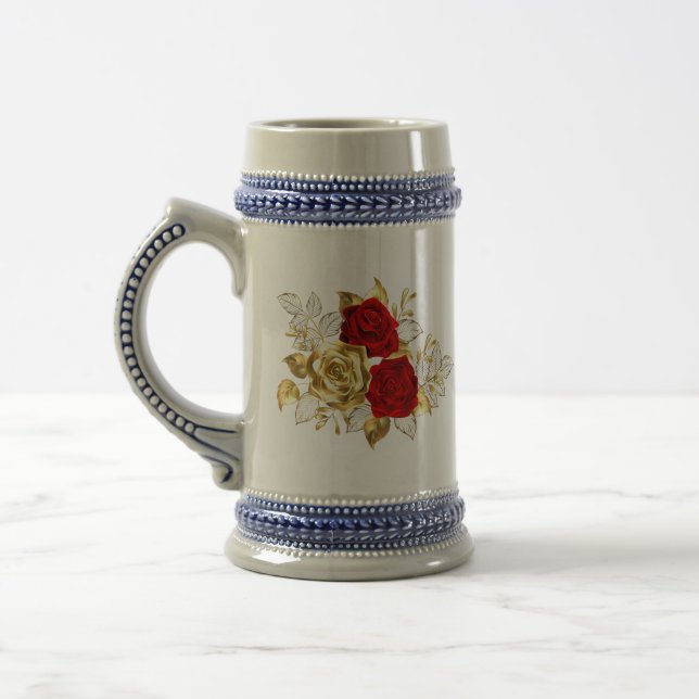 Three Jewellery Roses Beer Stein (Left)