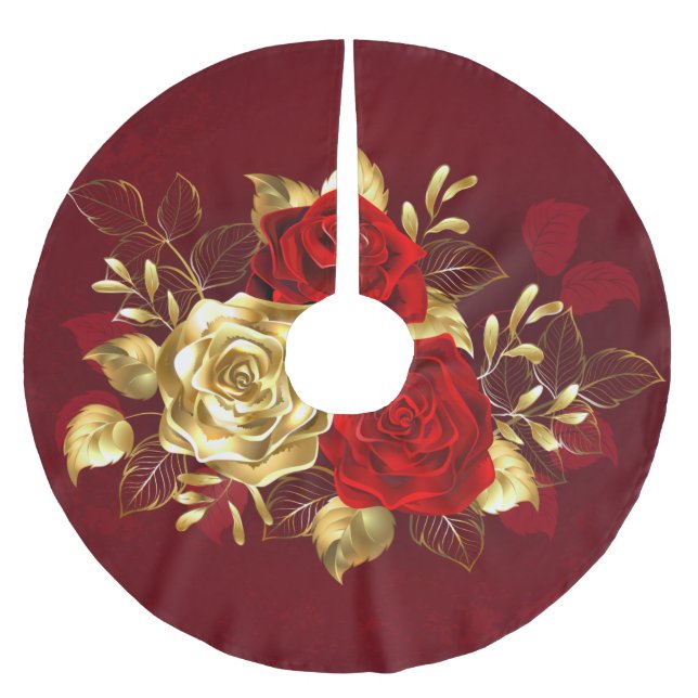 Three Jewellery Roses Brushed Polyester Tree Skirt (Front)