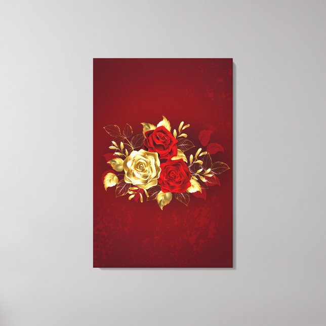 Three Jewellery Roses Canvas Print (Front)