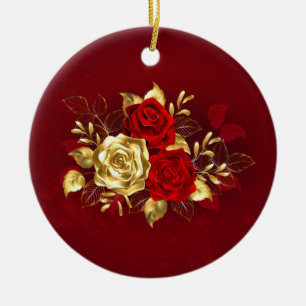 Three Jewellery Roses Ceramic Tree Decoration