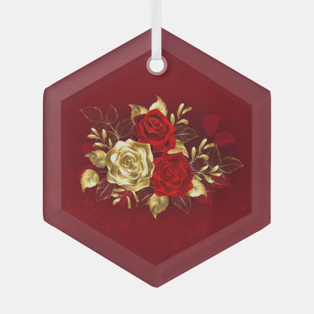 Three Jewellery Roses Glass Tree Decoration (Front)