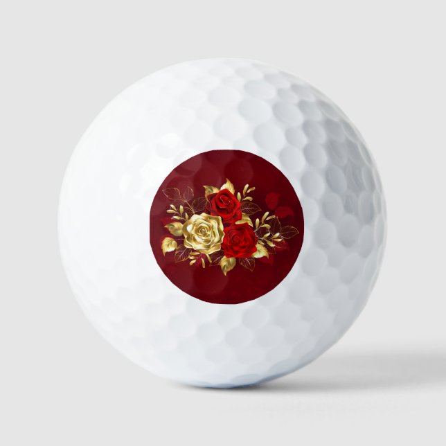Three Jewellery Roses Golf Balls (Front)