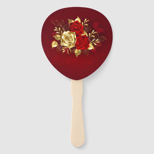 Three Jewellery Roses Hand Fan (Front)