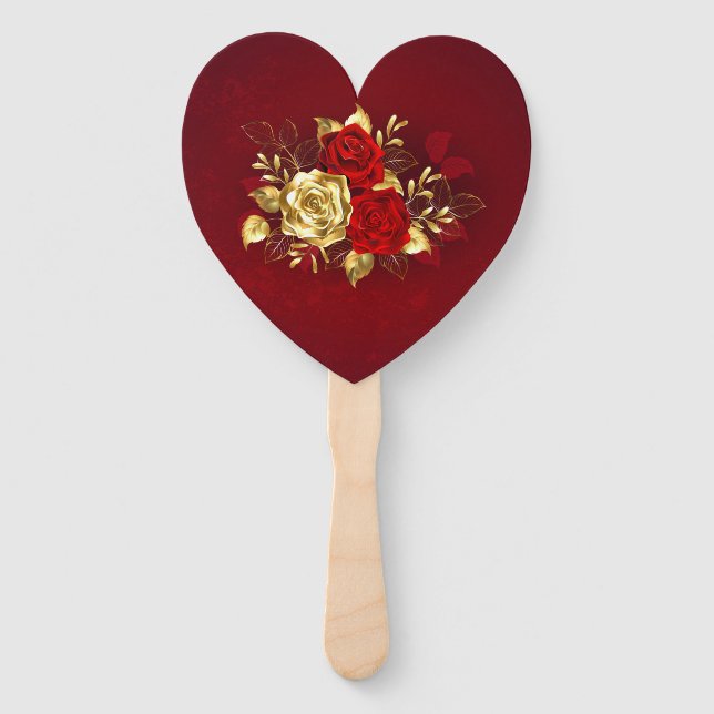 Three Jewellery Roses Hand Fan (Front)