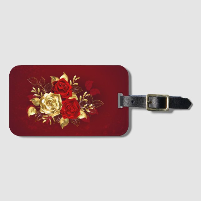 Three Jewellery Roses Luggage Tag (Front Horizontal)
