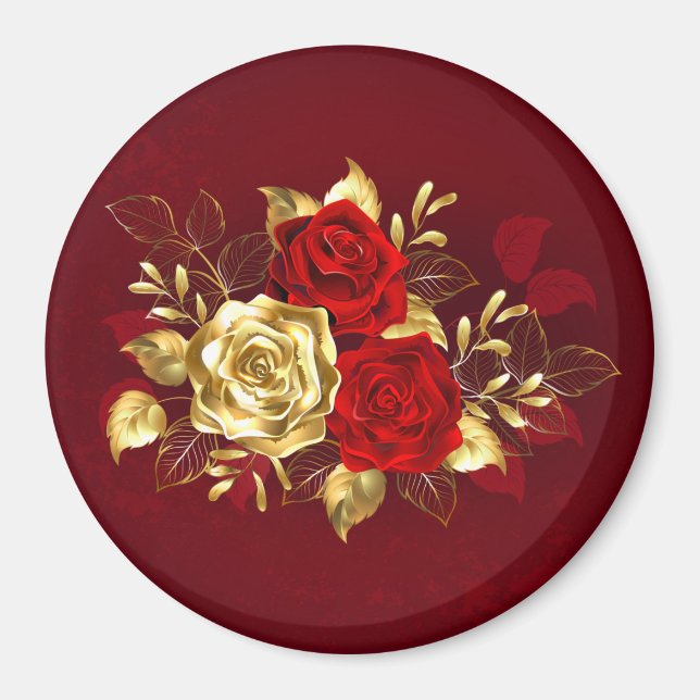 Three Jewellery Roses Magnet (Front)