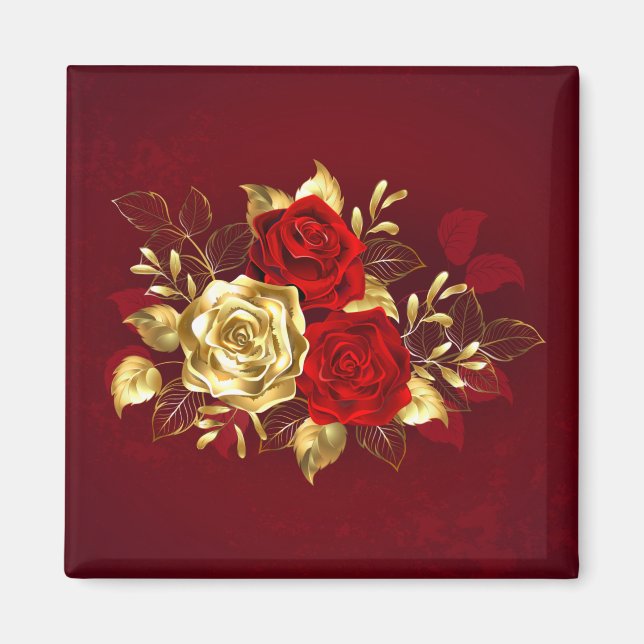 Three Jewellery Roses Magnet (Front)
