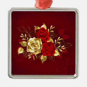 Three Jewellery Roses Metal Tree Decoration