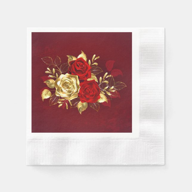 Three Jewellery Roses Napkin (Front)