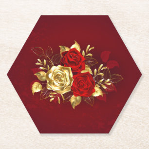 Three Jewellery Roses Paper Coaster