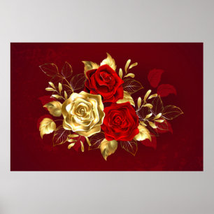 Three Jewellery Roses Poster